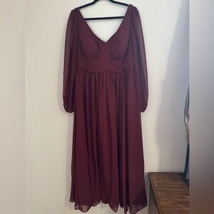 Azazie Burgundy Long Sleeve Dress